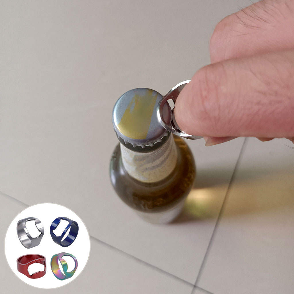 4 Pieces Bottle Opener Ring Colorful 4 Color Creative Lightweight Versatile Jewelry Finger for Holiday Family Gift Women Men