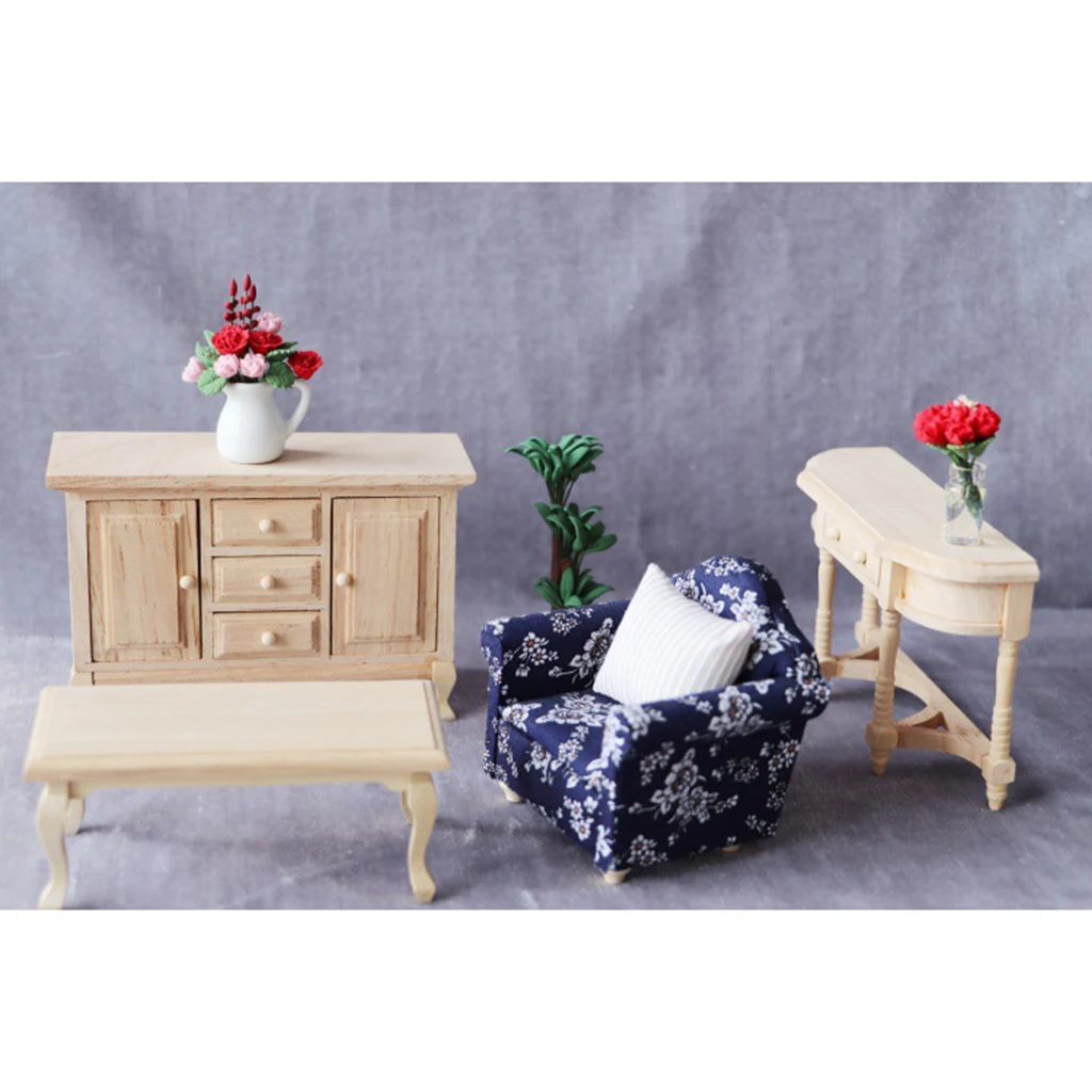 1/12 Scale Dollhouse Miniature Bedside Cabinet Drawer Doll Furniture Room Wooden Drawer Cabinet Dollhouse Decor