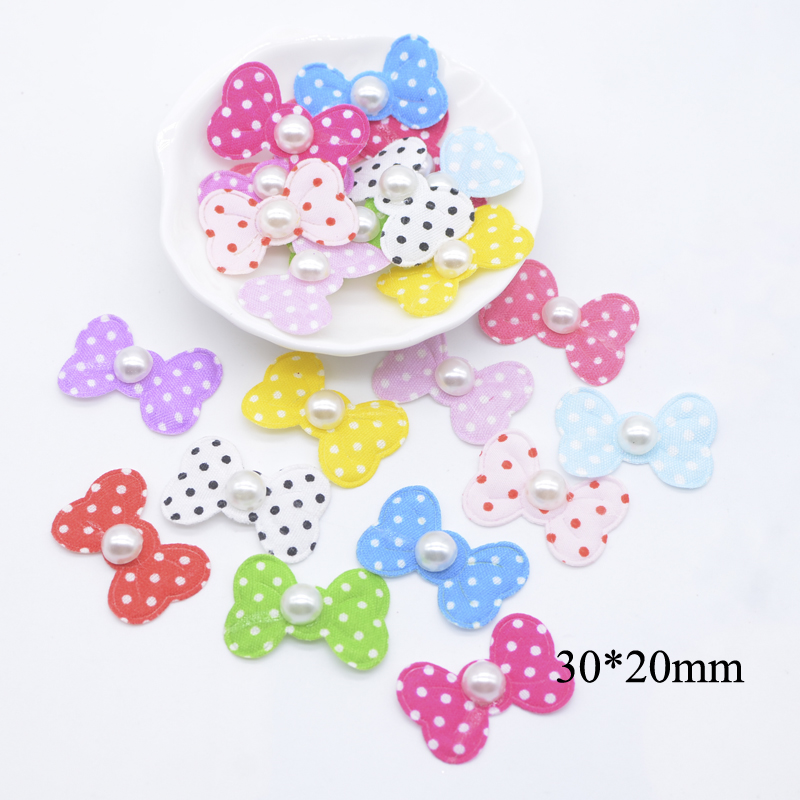 Description Picture 4 of item40Pcs Multicolor Cloth Bow with Pearl for Clothes Patches Sewing Crafts Socks Gloves Shoes Decal Headwear Decor Accessories