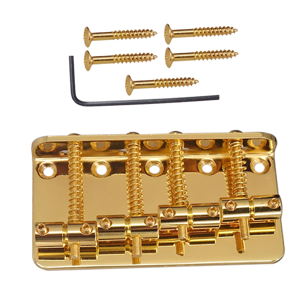 Golden 4 String Bass Bridge for Electric Bass Replacement Accessory