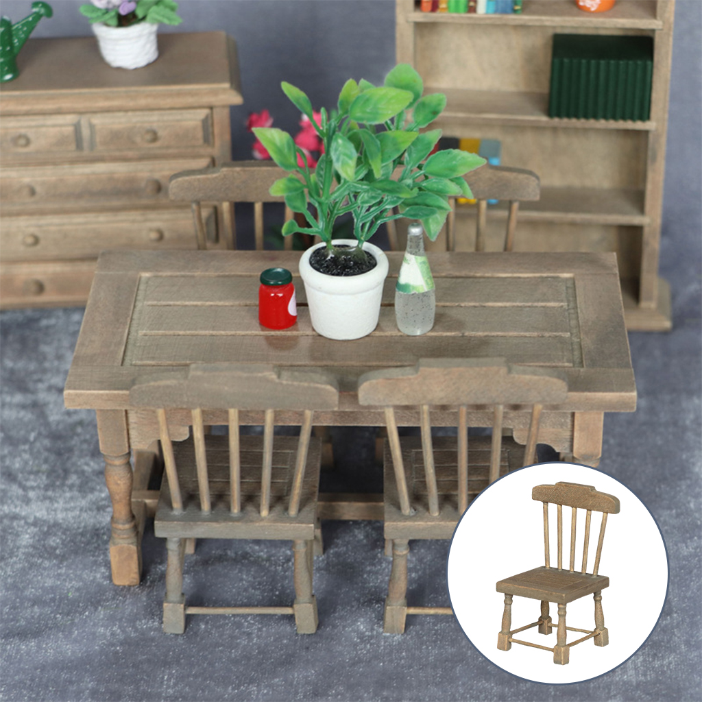 1:12 Dollhouse Miniature Dining Table Chair Model Set Doll Accessories Pretend Play Hobby Toys Gift