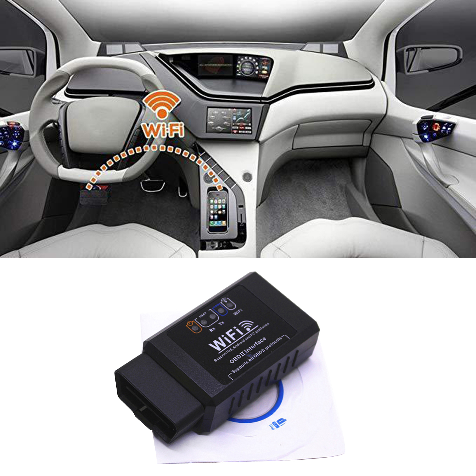 WiFi OBD2 Scanner Wireless Code Reader Car Diagnostic Tool Read Check Engine Light & More for iPhone/Android/Windows