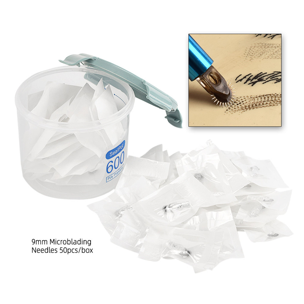 50pcs Elastic Disposable Eyebrow Lip Line Microblading Tattoo Roller Needles Kit