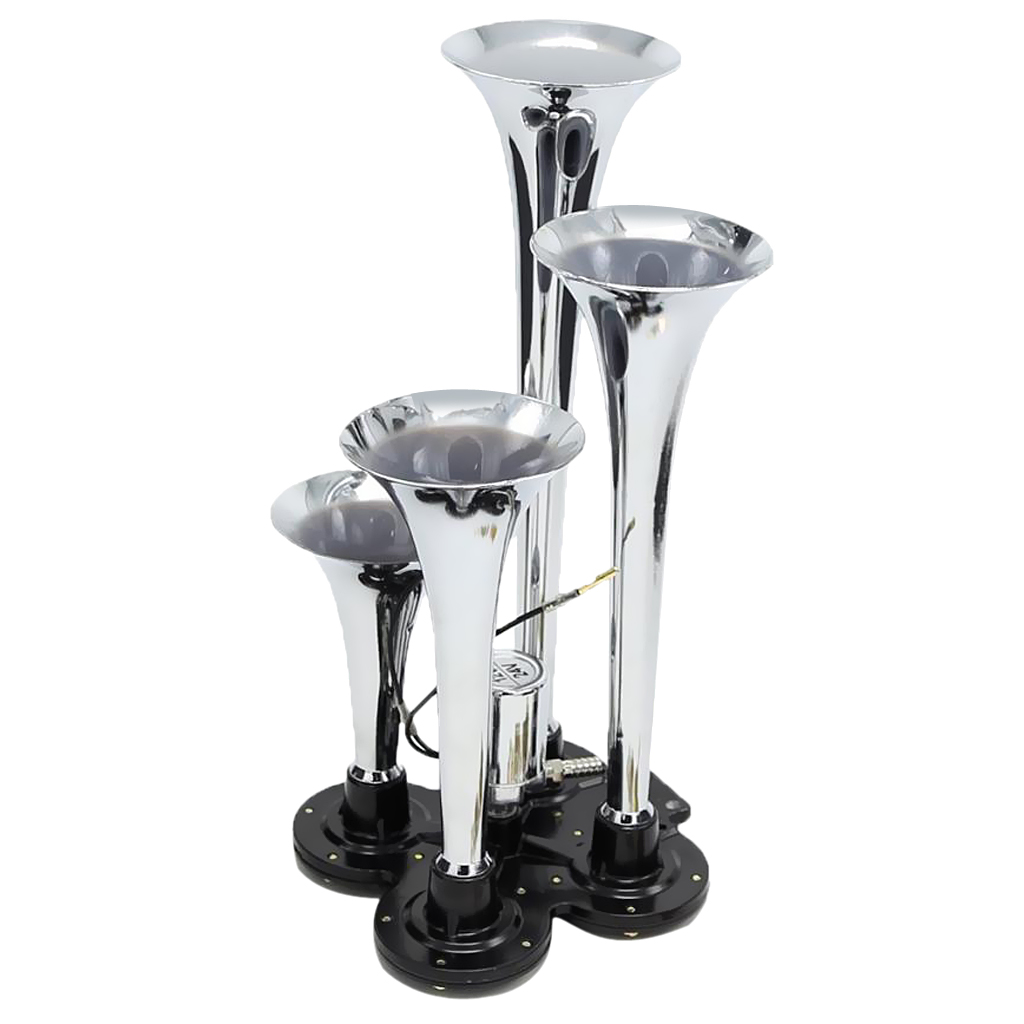 12V 150db Air Horn, 4 Trumpet Air Horn with Electric Solenoid for 12V/24V