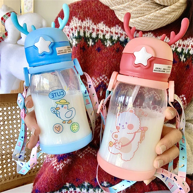 600ml Deer Horn Water Bottles For Girls Kids PP Plastic Travel Drinking  Bottle School Durable BPA Free Tea Mug Outdoor Camping