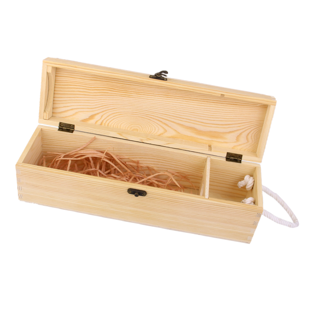 Single Bottle Wood Wine Box Carrier Crate Case for Collection Ornament