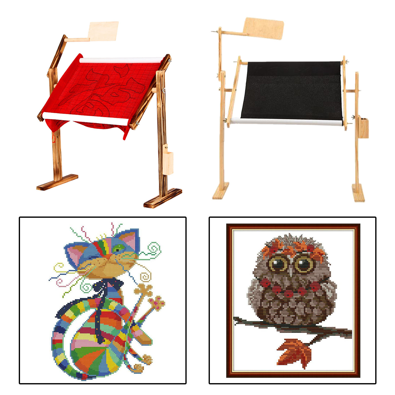 Needlework Table Lap Hands-Free Stand with Adjustable Frame Made of Natural Wood Tapestry Cross Stitch Embroidery Frame Holder