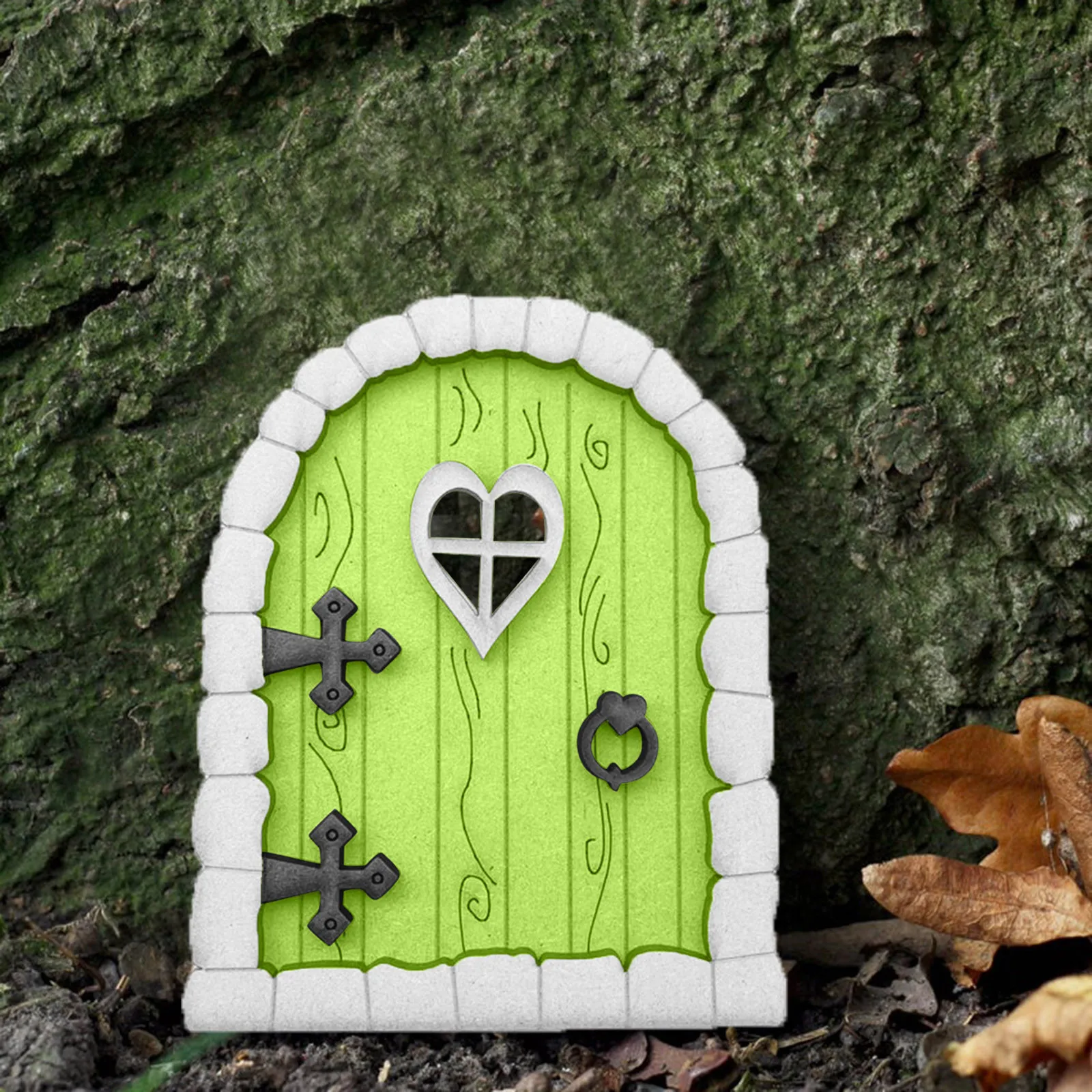 Puerta de hadas en miniatura de elfo de madera ventana árbol puertas patio arte escultura adorno #gib 