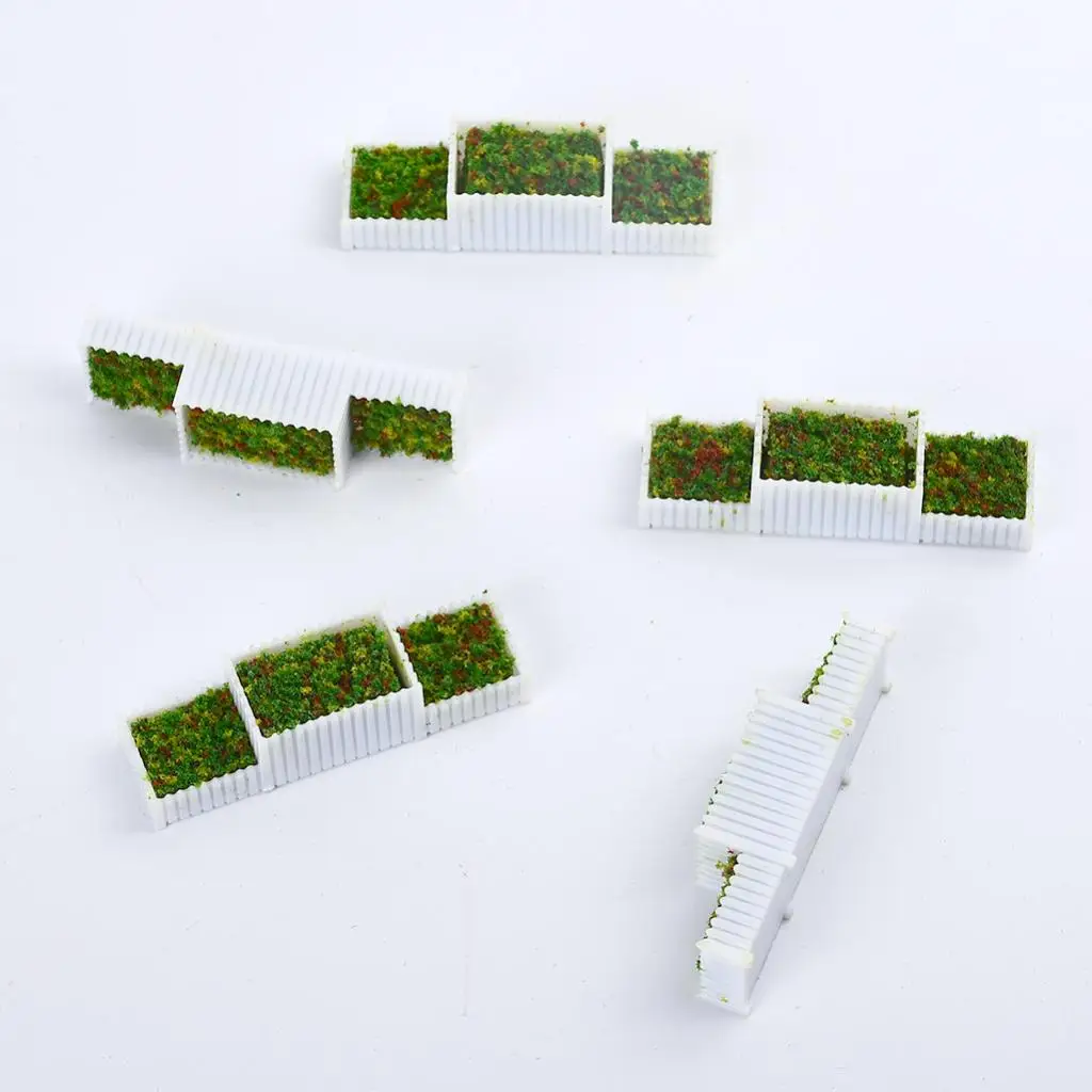 5x HO Scale 1:100 E Shape Flower Beds Plant for Railway Diorama Accessories