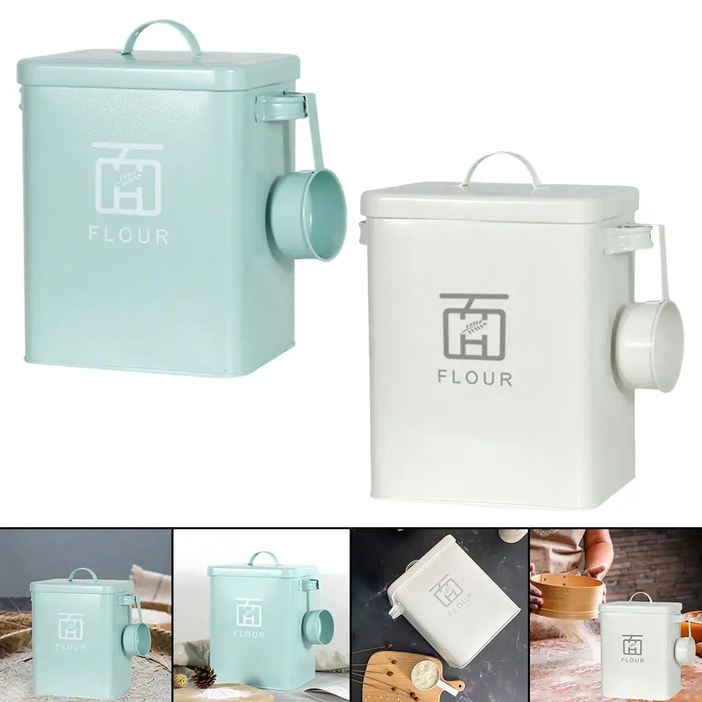 Metal Laundry Detergent Canister with Scoop,6L Washing Powder Storage Box for Home Farmhouse Laundry Room Decor 18x15x23cm