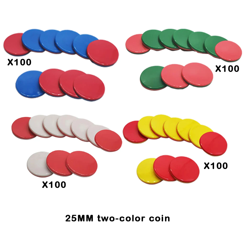 100Pack Two-Color Counters for Kids Early Math Learners, Educational Counting, Grouping, and Bingo Chips, Homeschool Supplies