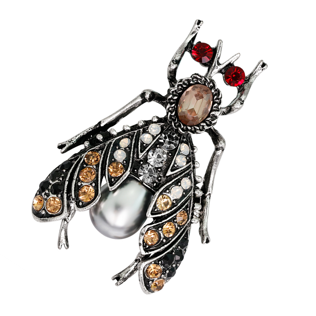 Rhinestone Bee Insect Brooch Pins Imitations Pearls Bug Scarf Feast Hijab Enamel Pins Jewelry Large For women's wedding jewelry