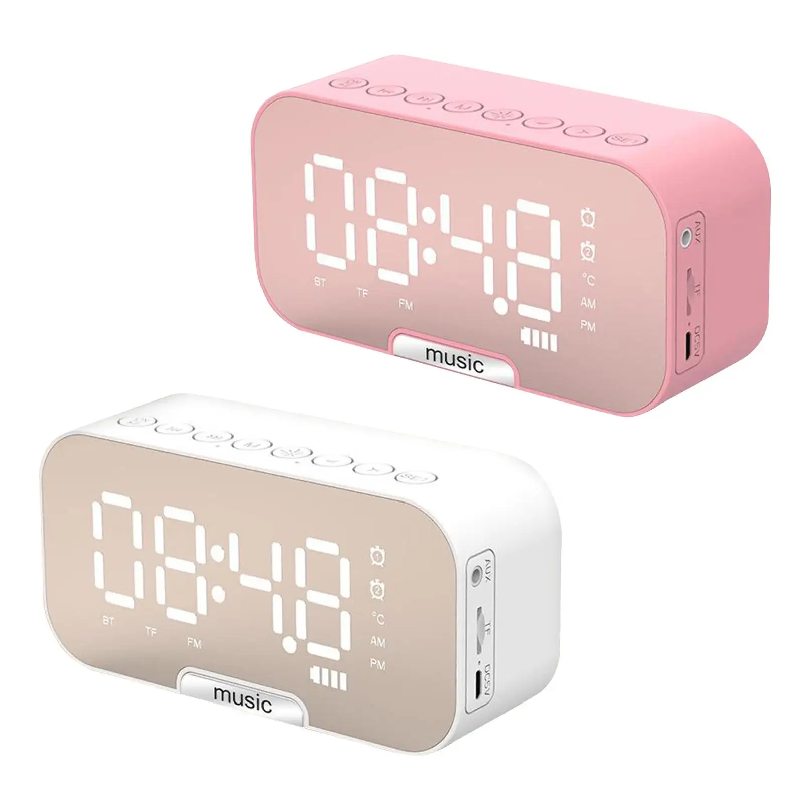 2Pcs Digital Alarm Clock Radio: 5.5 Large LED Display with 3 Brightness Dimmer