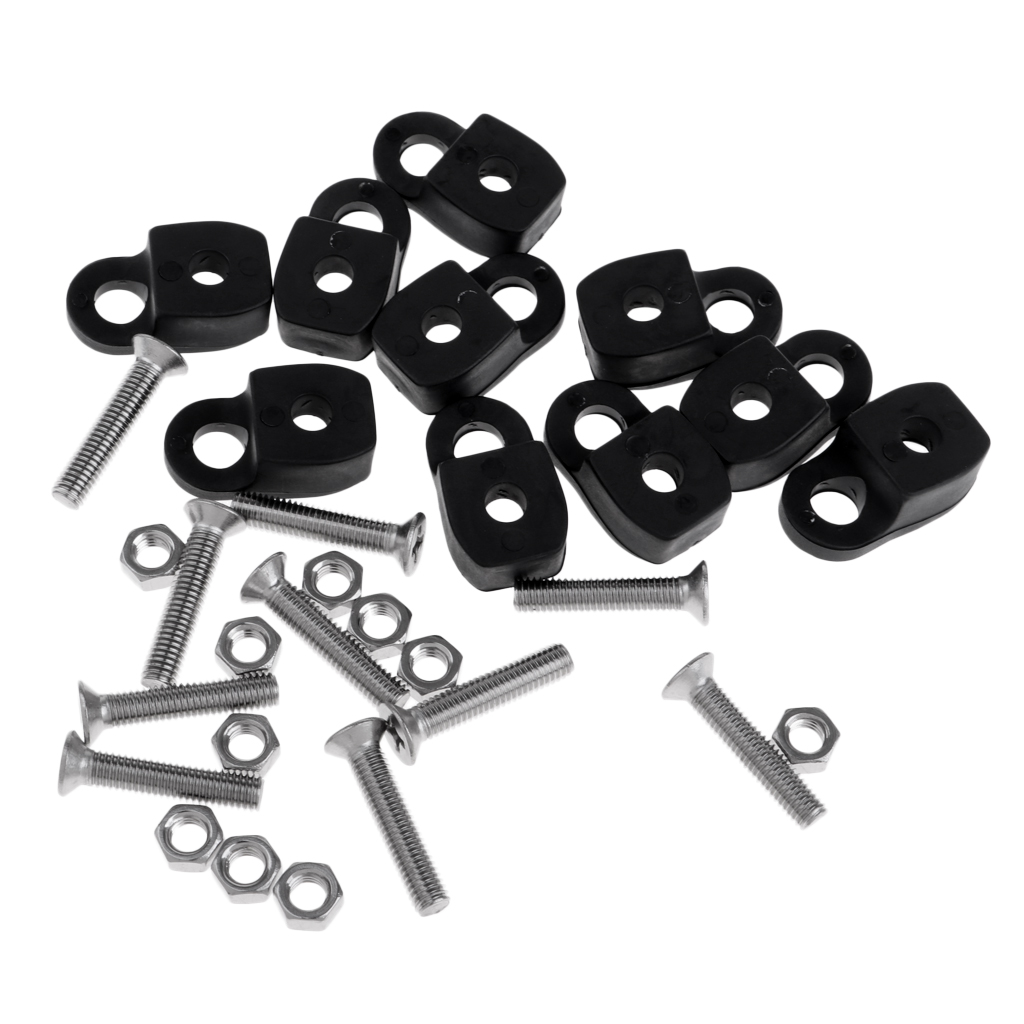 10 Pieces Round Double Hole Rope Buckle Black for Kayak Inflatable Boat