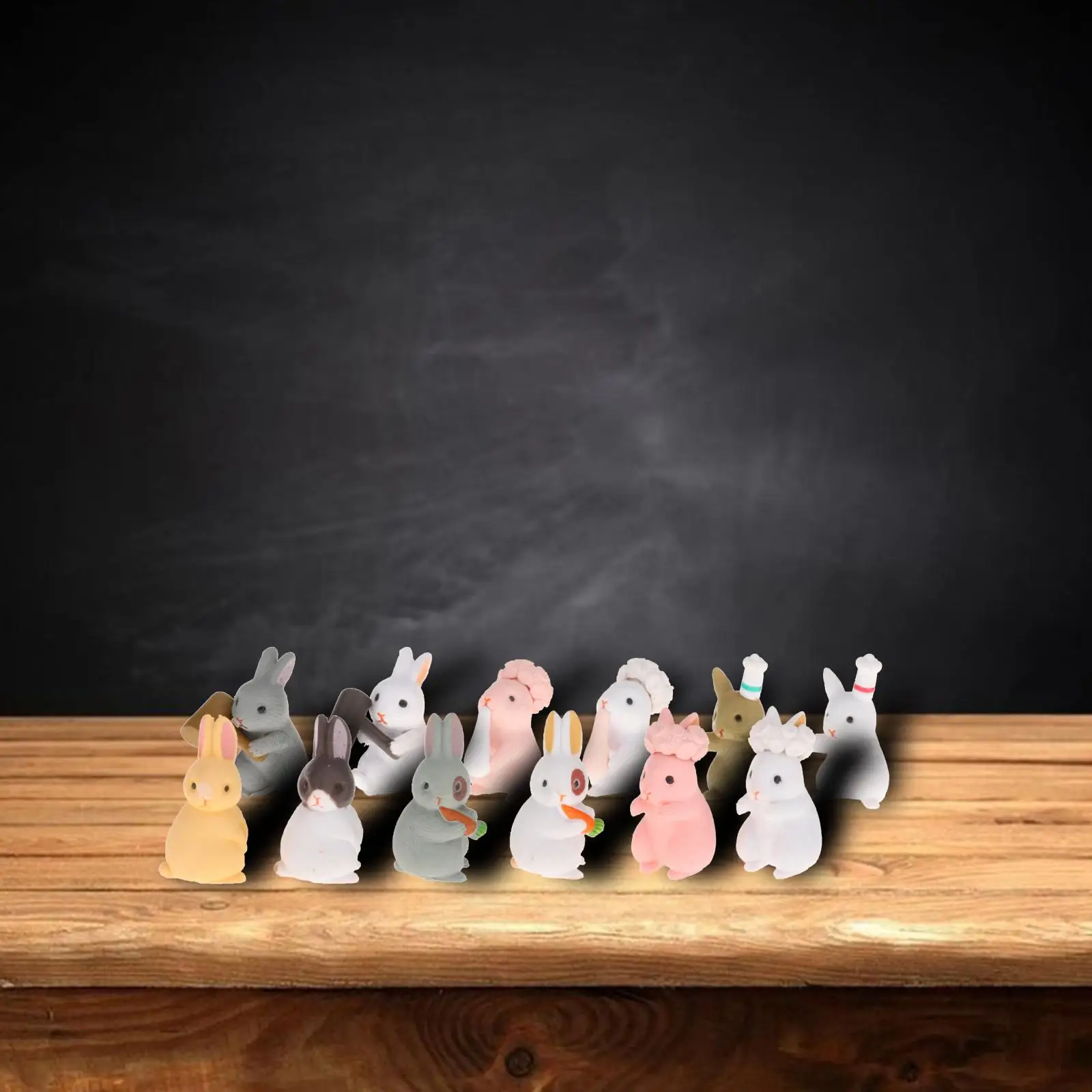 12pcs Miniature Rabbit Figurines Mini Animals Miniature Figurines Fairy Garden Animals Rabbit Micro Landscape Decor Craft