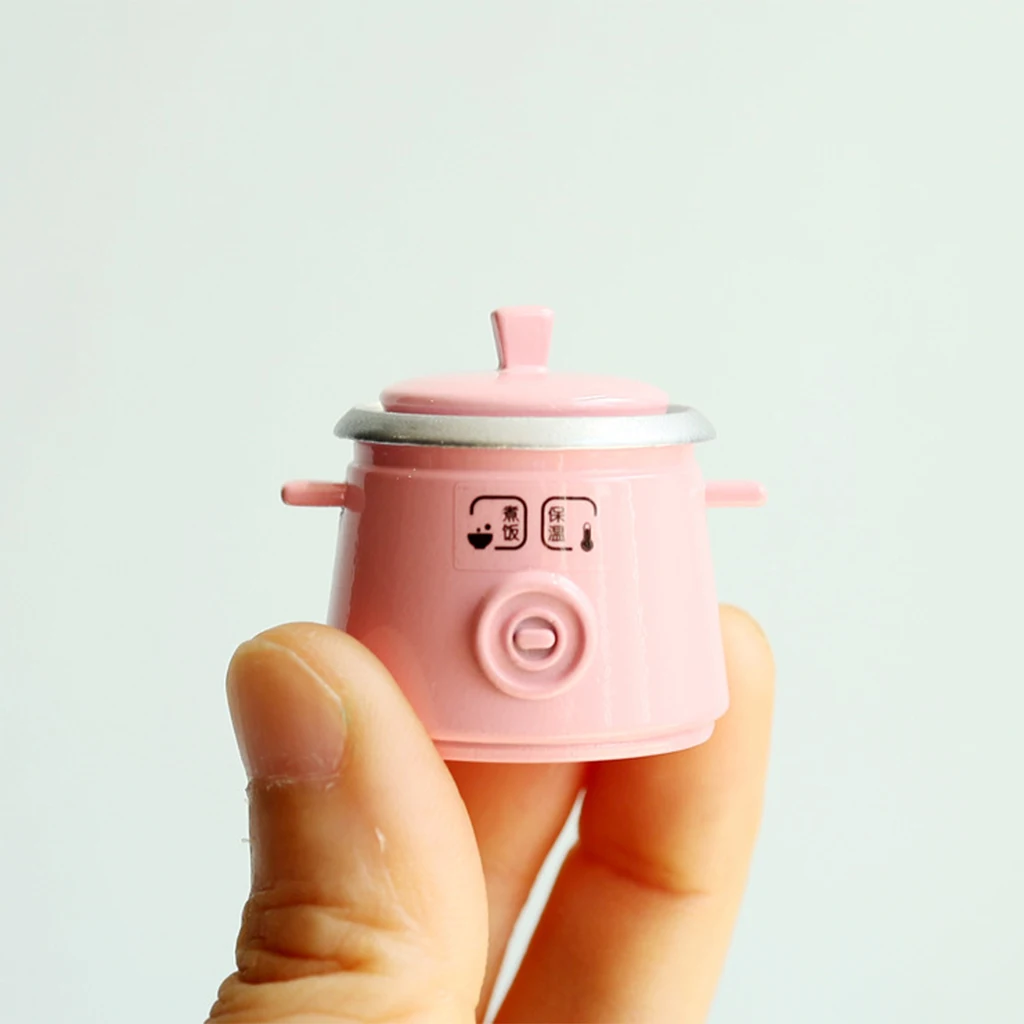 1:8 1:12 Dollhouse Kitchen Cookware Model Miniature Rice Cooker Hand Painted Meta Craft Dollhouse Accessories