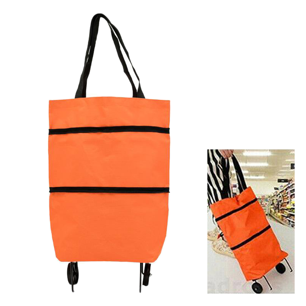 Trolley Bags Folding Shopping Cart Grocery Bag Portable Shopping Bags with Wheels, Reusable Handbag Fast Free