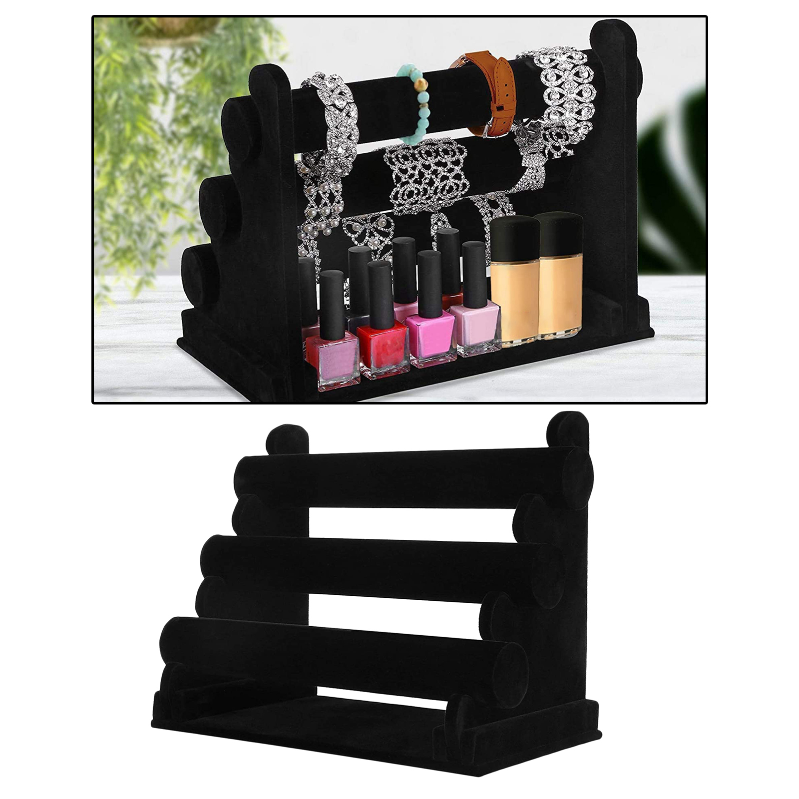 3 Tiers Bracelet Holder Velvet Jewelry Organizer Stand Display for Watch