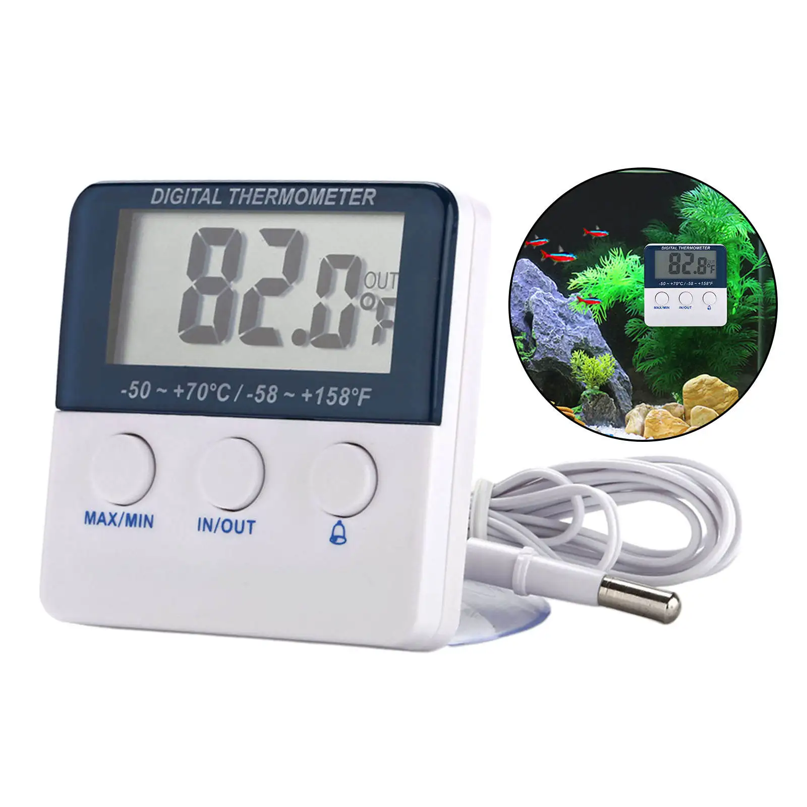 Electronic Temperature Sensor Digital with Alarm Function Temperature Monitor for Fridge Aquarium Tank Water Terrarium