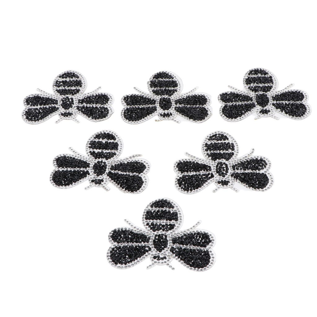 6pcs Bee Design Iron on Crystal Patch for Bag Backpack Pants Sweater Sticker