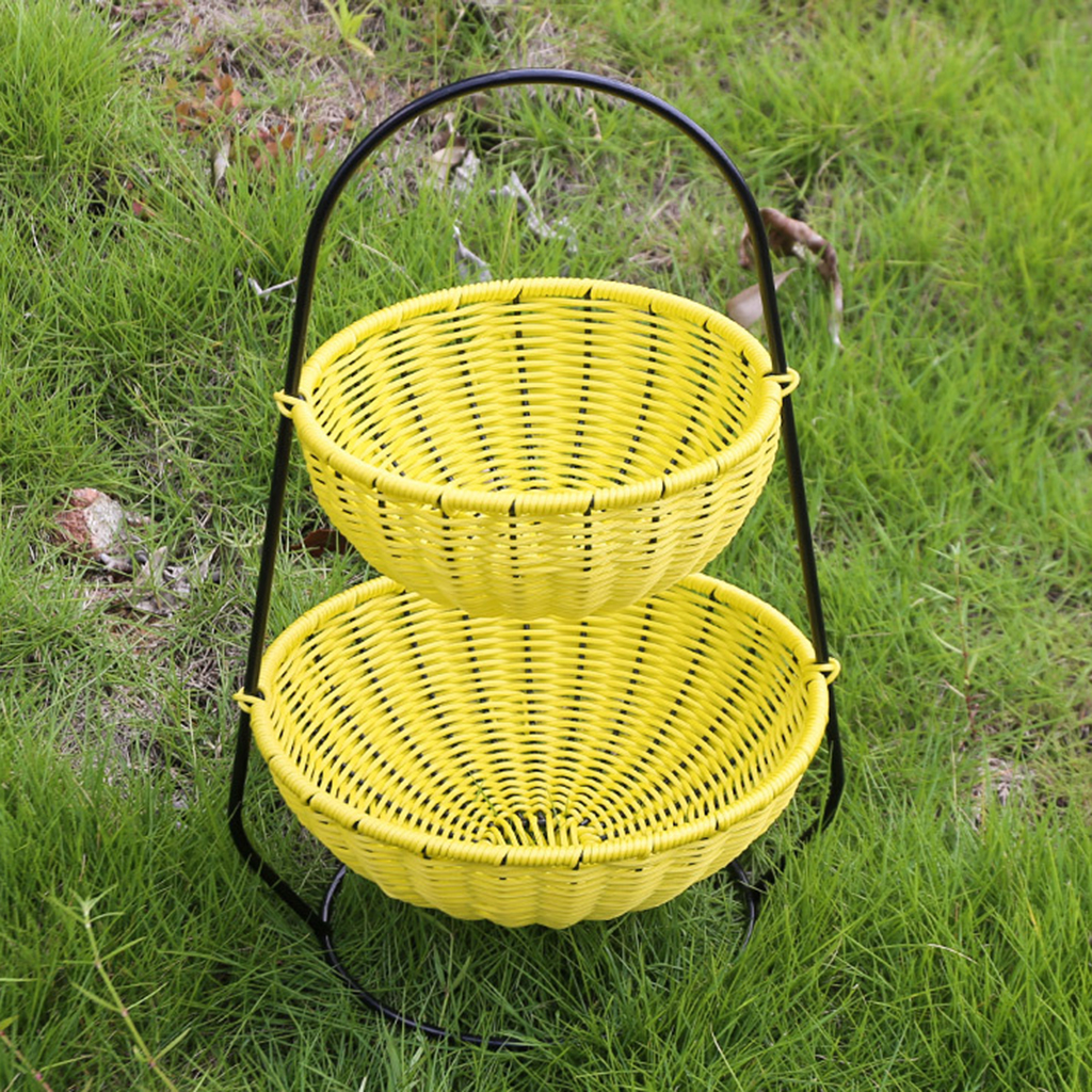 2-Layer Fruit Vegetables Basket Fruit Bowl Bread Baskets Snacks Holder Kitchen Storage Baskets Stand Screws Free Design