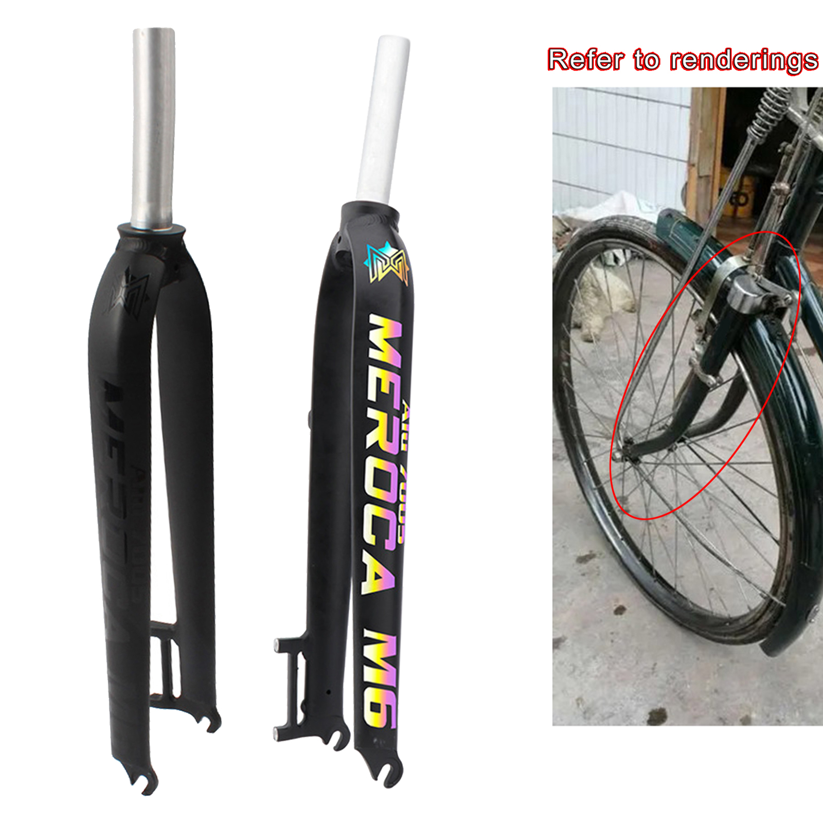 Solid Mountain Bike Front Fork Road 1-1/8'' 28.6mm Bicycle Rigid Disc Brake Forks Mounting Repair Parts