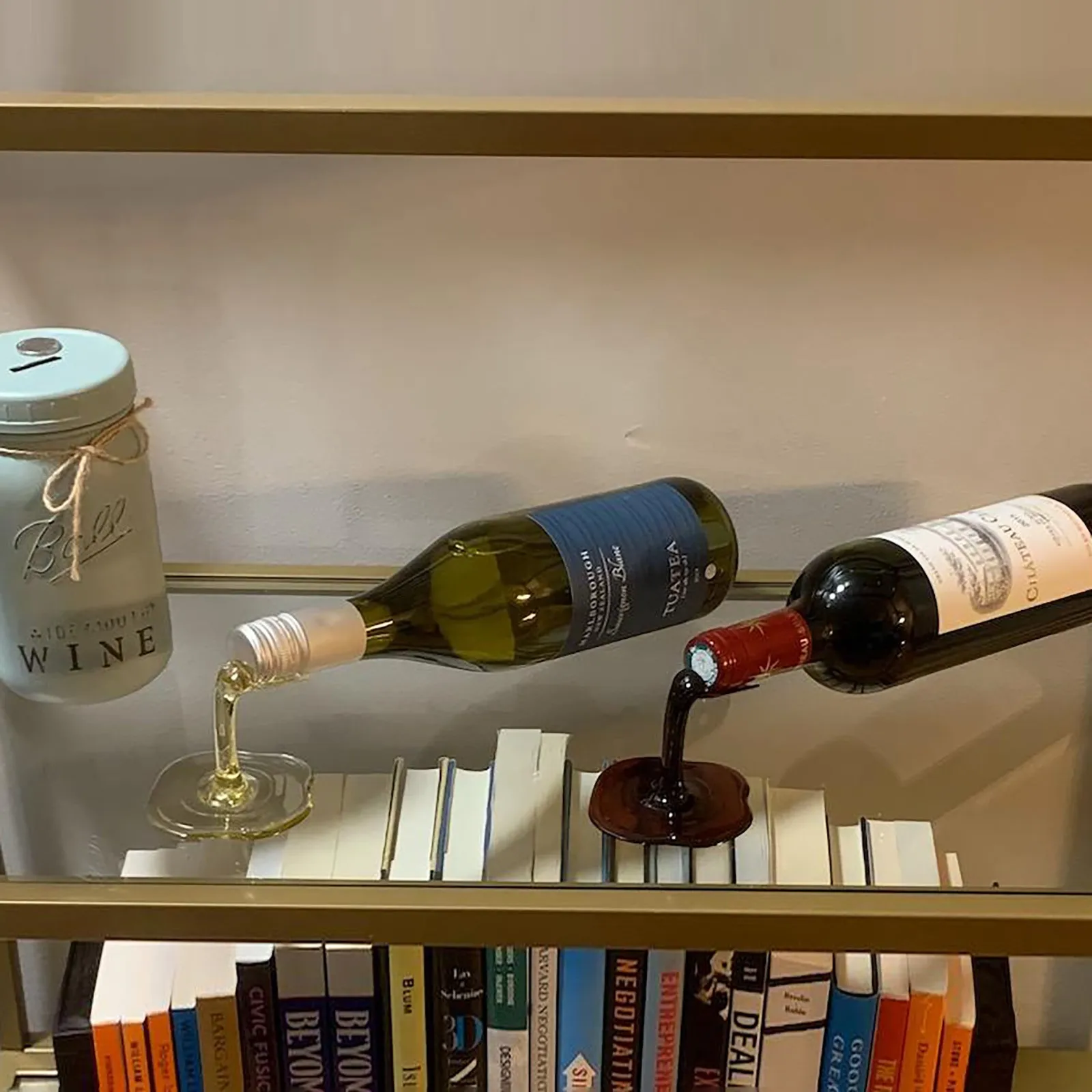 LIGHFOOT Wine Holder Red Wine Bottle Unique Metal Novelty Gift for Men Unique Kitchen Home Decoration 