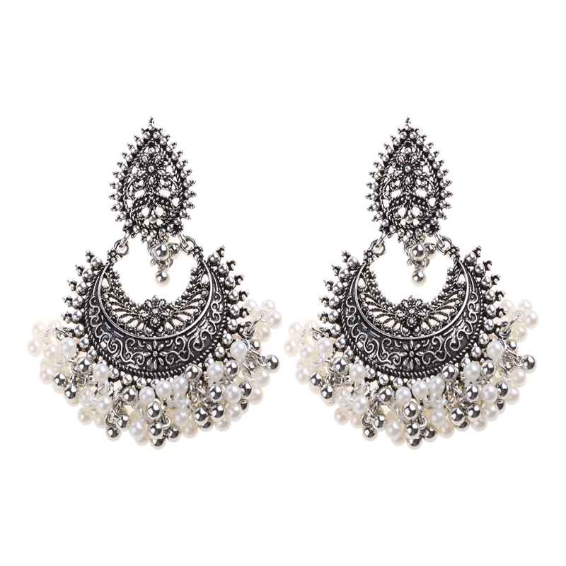 Bollywood Ethnic Bridal Bride Kundan Earrings Peacock Pearls Jhumka Jhumki Indian Bahubali Drop Earrings Fashion Jewelry