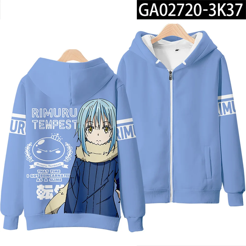 Anime That Time I Got Reincarnated As A Slime Rimuru Tempest Cosplay Costume Unisex 3D Hoodie Zipper Hooded Sweatshirt Outerwear morticia addams dress