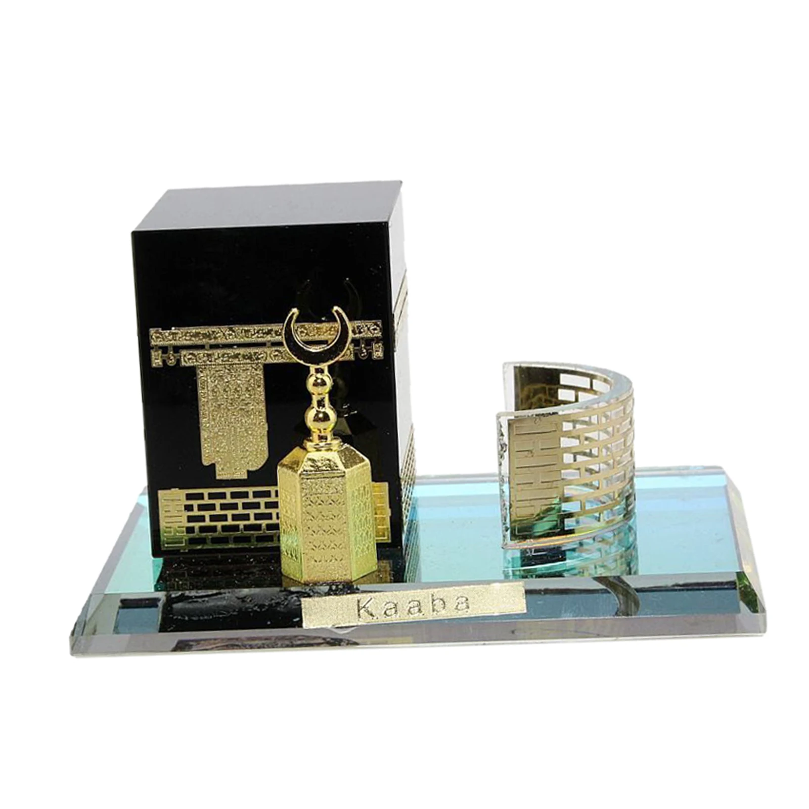Muslim Crystal Gilded Kaaba Miniature Model Showpiece Islamic Architecture