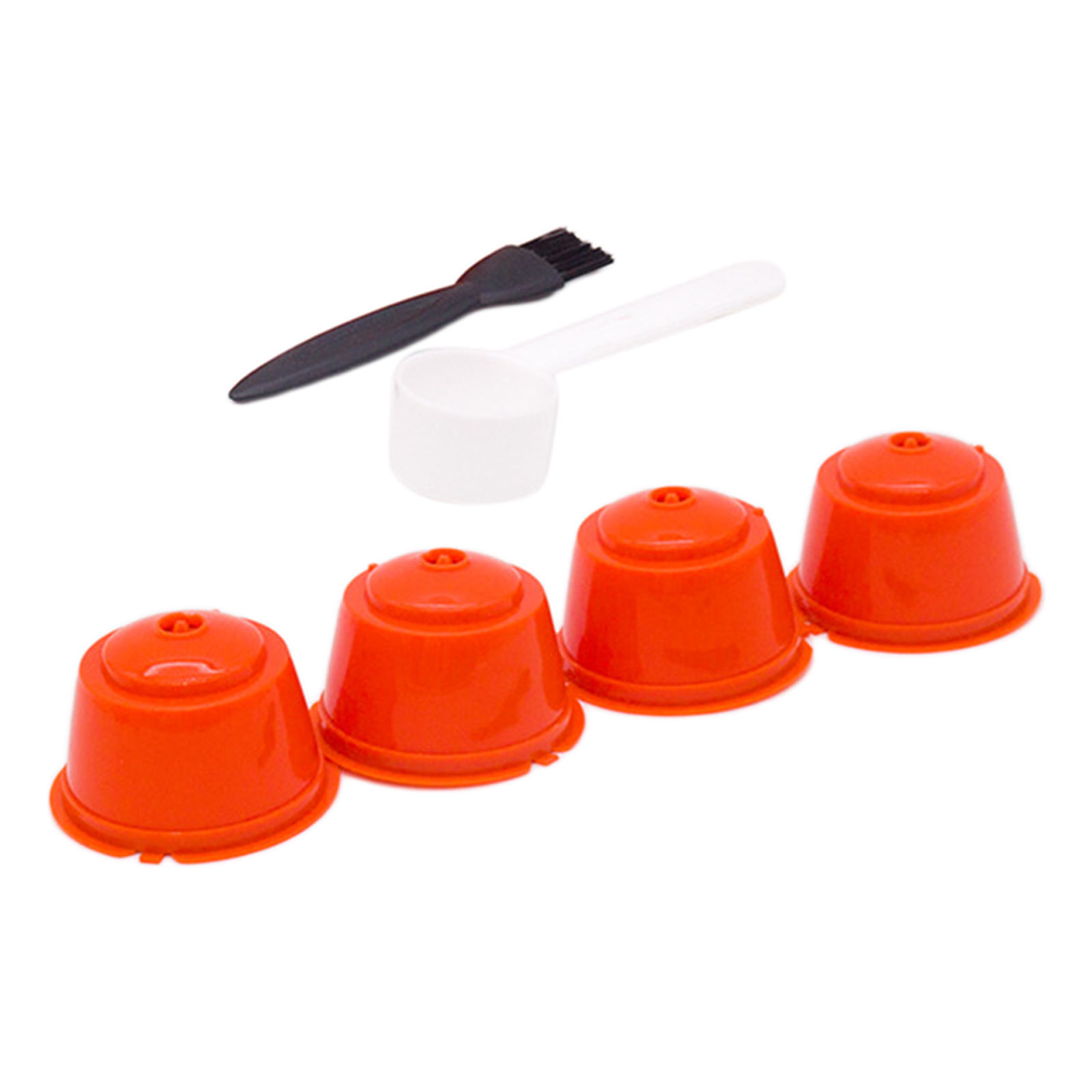 4pieces Reusable Coffee Capsule Coffee Pod Coffee Filter Cup with Brush Spoon for DolceGusto Coffee Machine Gifts