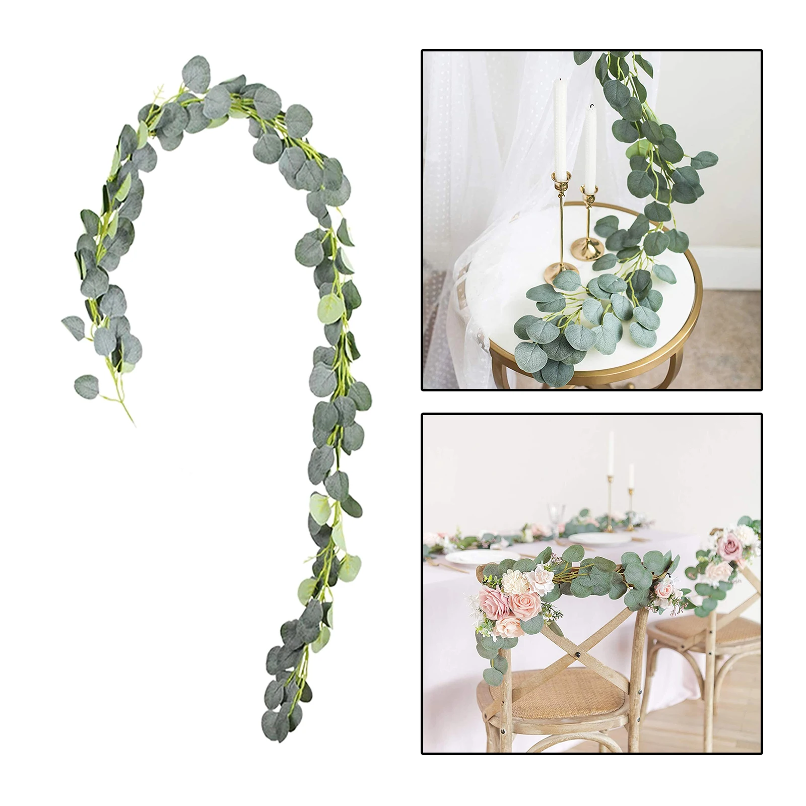 200cm Fake Silver Dollar Eucalyptus Garland Silk Vine Holiday Wall Decors