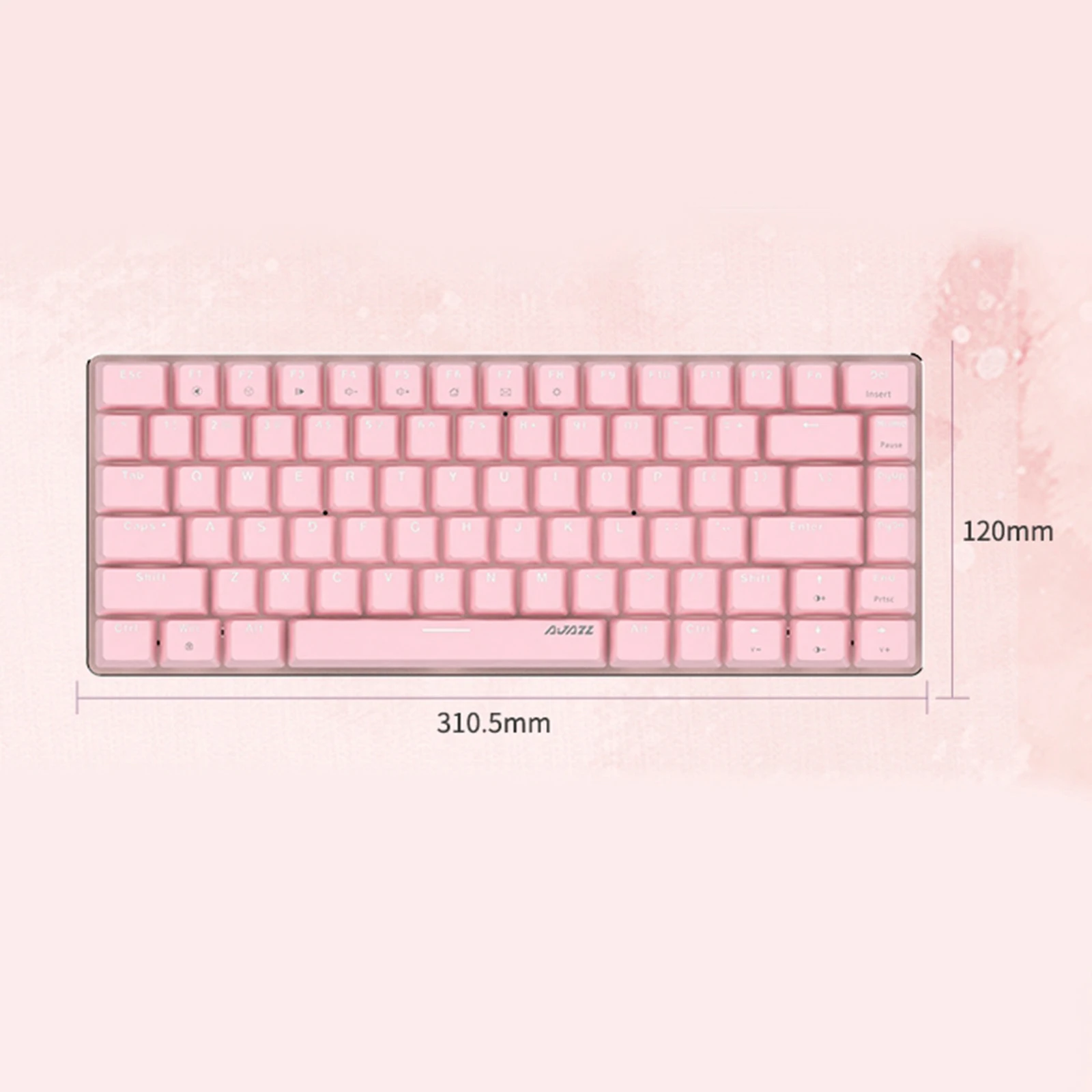 Pink Gaming Wired Keyboard 82 Keys Mini Compact 82 Keys Layout White Backlit Keyboard for Desktop Gamer Daily Use