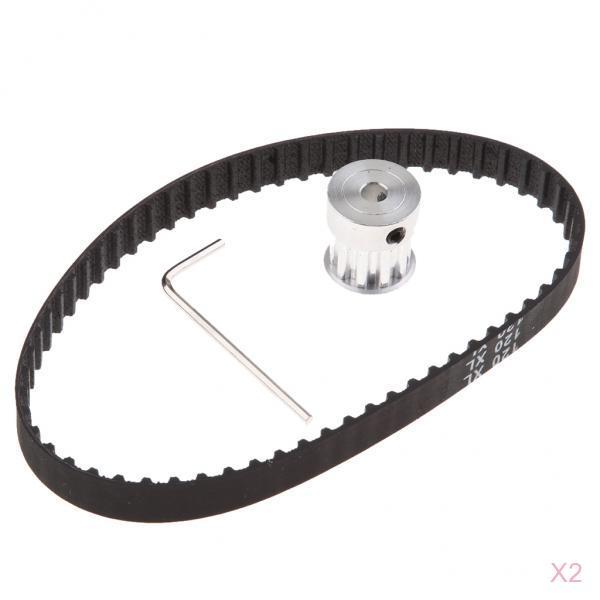 2x 120 XL Timing Belt 10 Teeth 5mm Synchronous Pulley Wheel For CNC Lathe