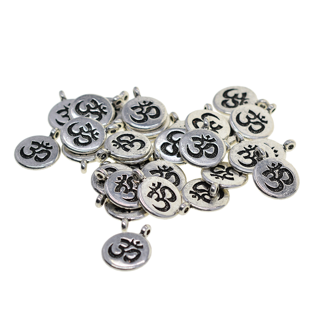30x Tibetan Om Yoga Charms Lotus Flower Charms Pendant   Pendant for DIY Necklace Bracelet Earring Jewelry Making