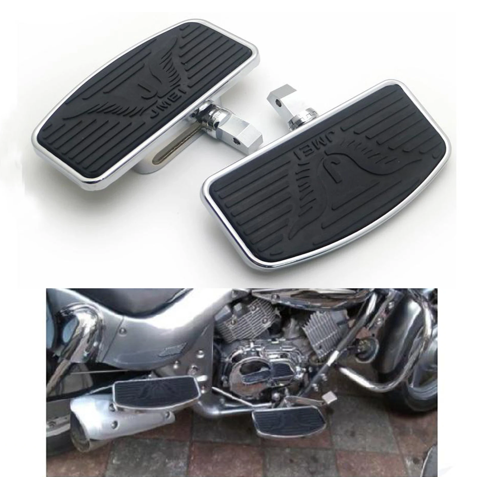 1 Pair Motorbike Passenger Footboard Foot Pegs Footrest Pedals for Honda VTX1300 VTX1800 VT750 Black