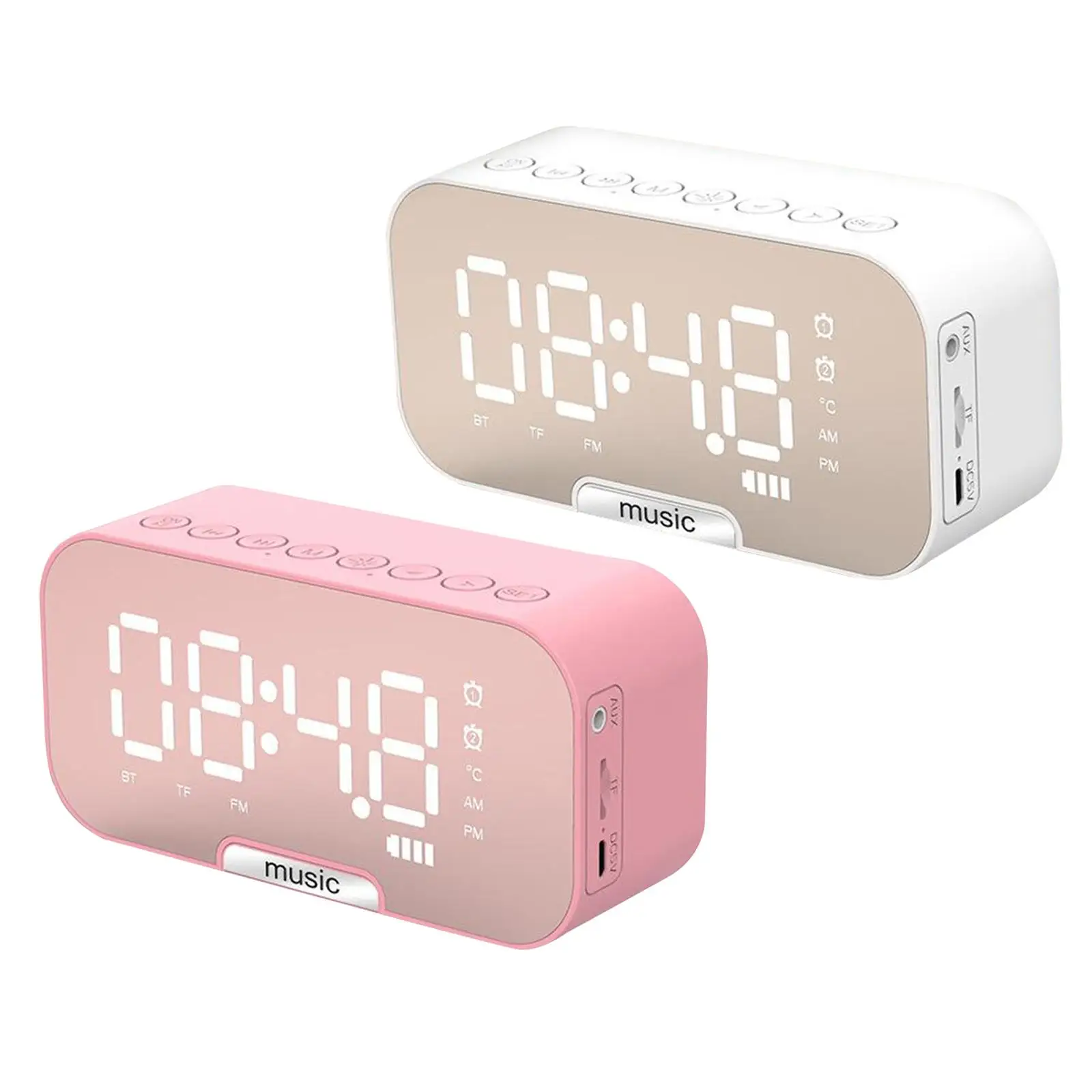 2Pcs Digital Alarm Clock Radio: 5.5 Large LED Display with 3 Brightness Dimmer