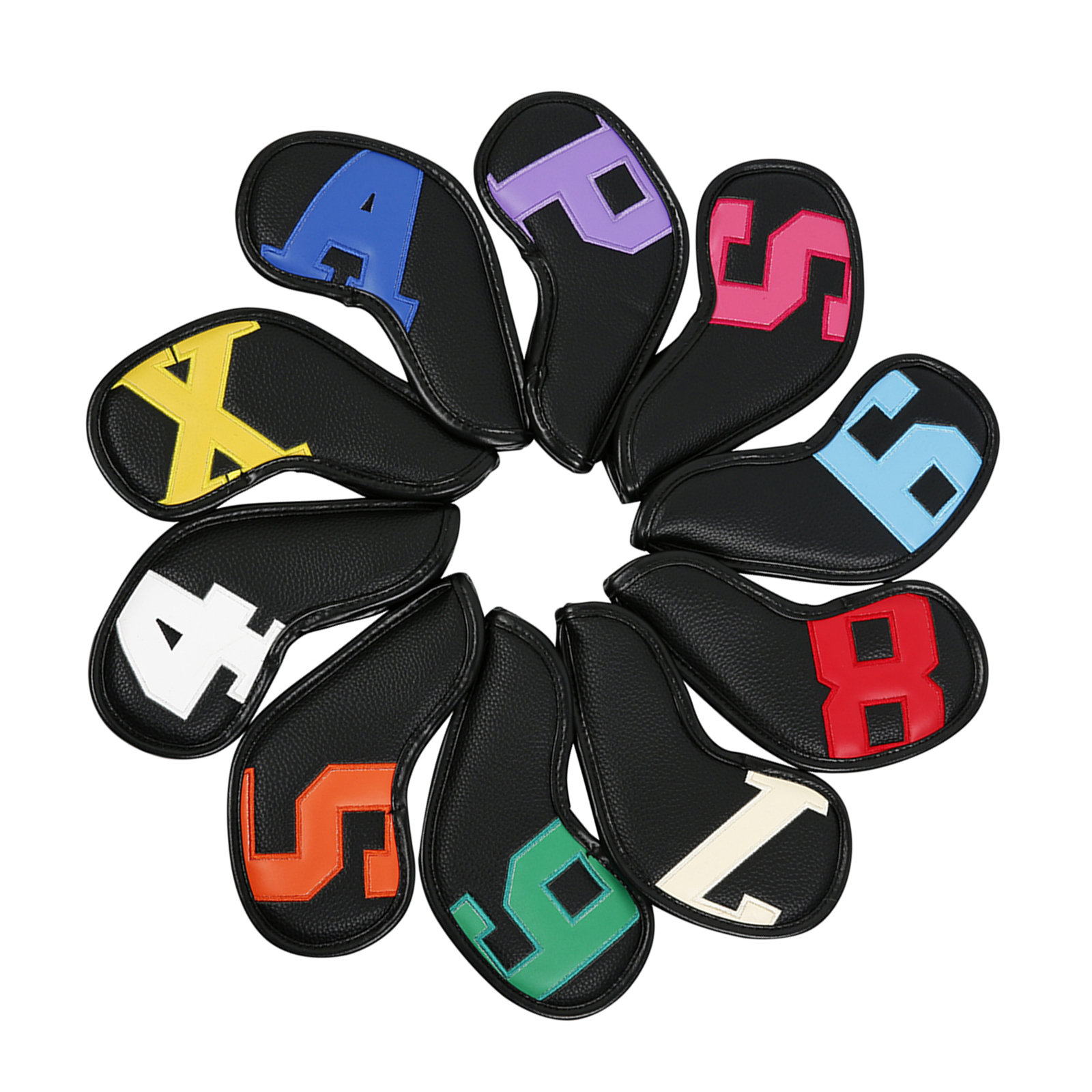 Golf Club Iron Head Covers, 10 Pieces Golf Headcover Set, PU Leather Golf Iron Headcovers Fit All Brands Iron, Father's Day Gift