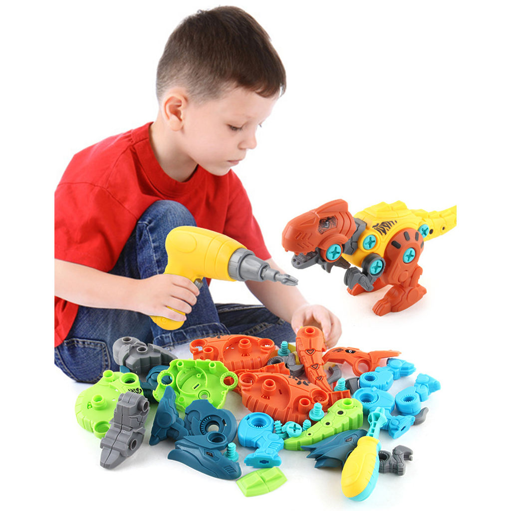 Electric Drill Detachable No Sharp Take Apart Dinosaur Models Toys for Girls Boys Christmas Gifts 
