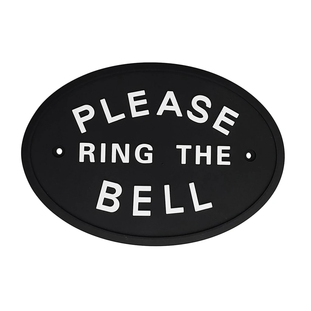 1pc Silver PLEASE RING THE BELL Garden House Wall Door Plaque Sign In Black