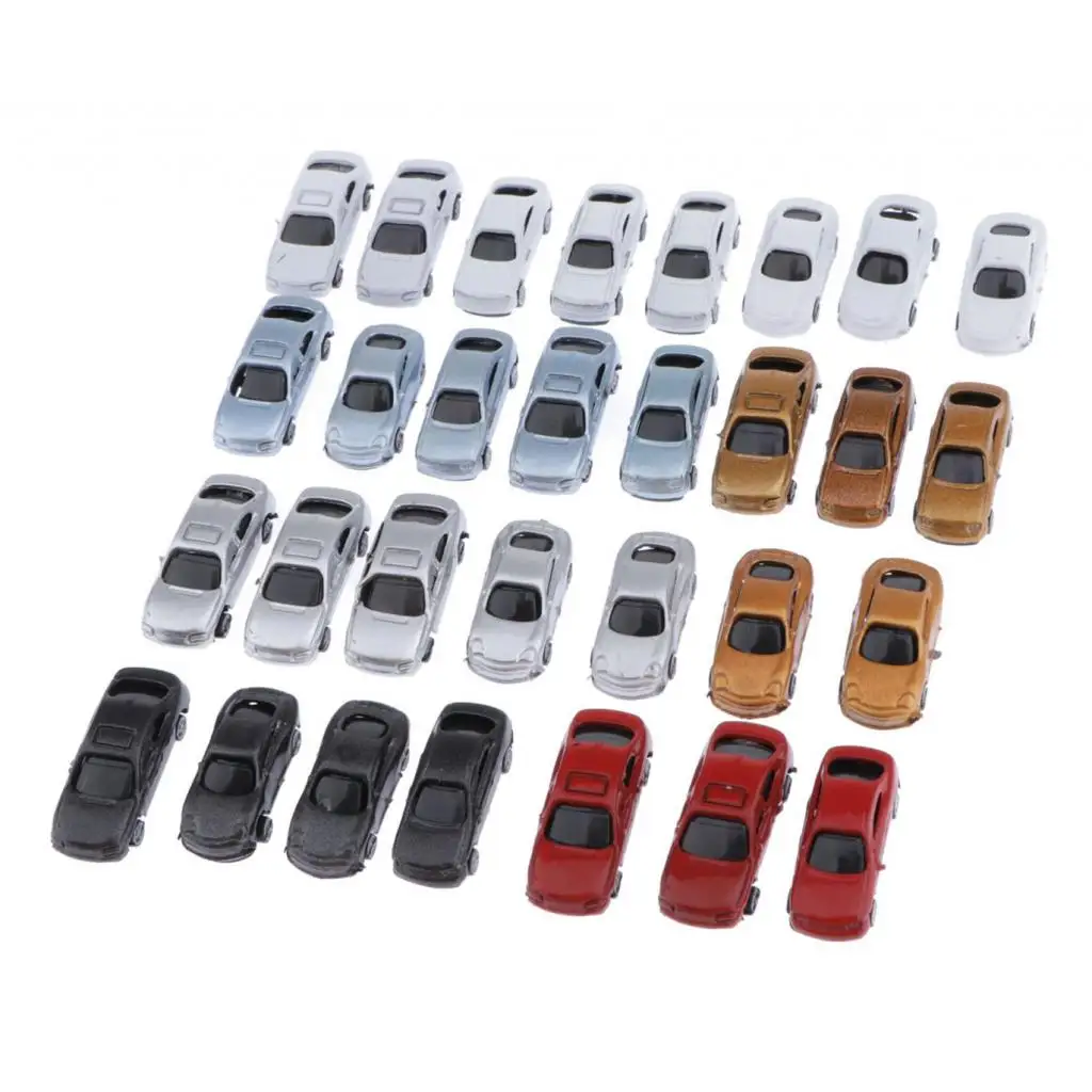 30x DIY Miniature Model Car Park Area Road Layout Accessories, on A Scale of 1: 200