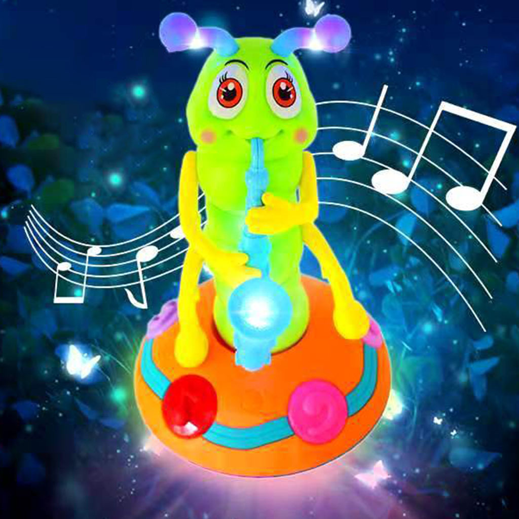 Electric Caterpillar Toy 6 Songs with LED Flashlights Early Education Developmental Toys Kids Bedroom Desktop Decor Crafts