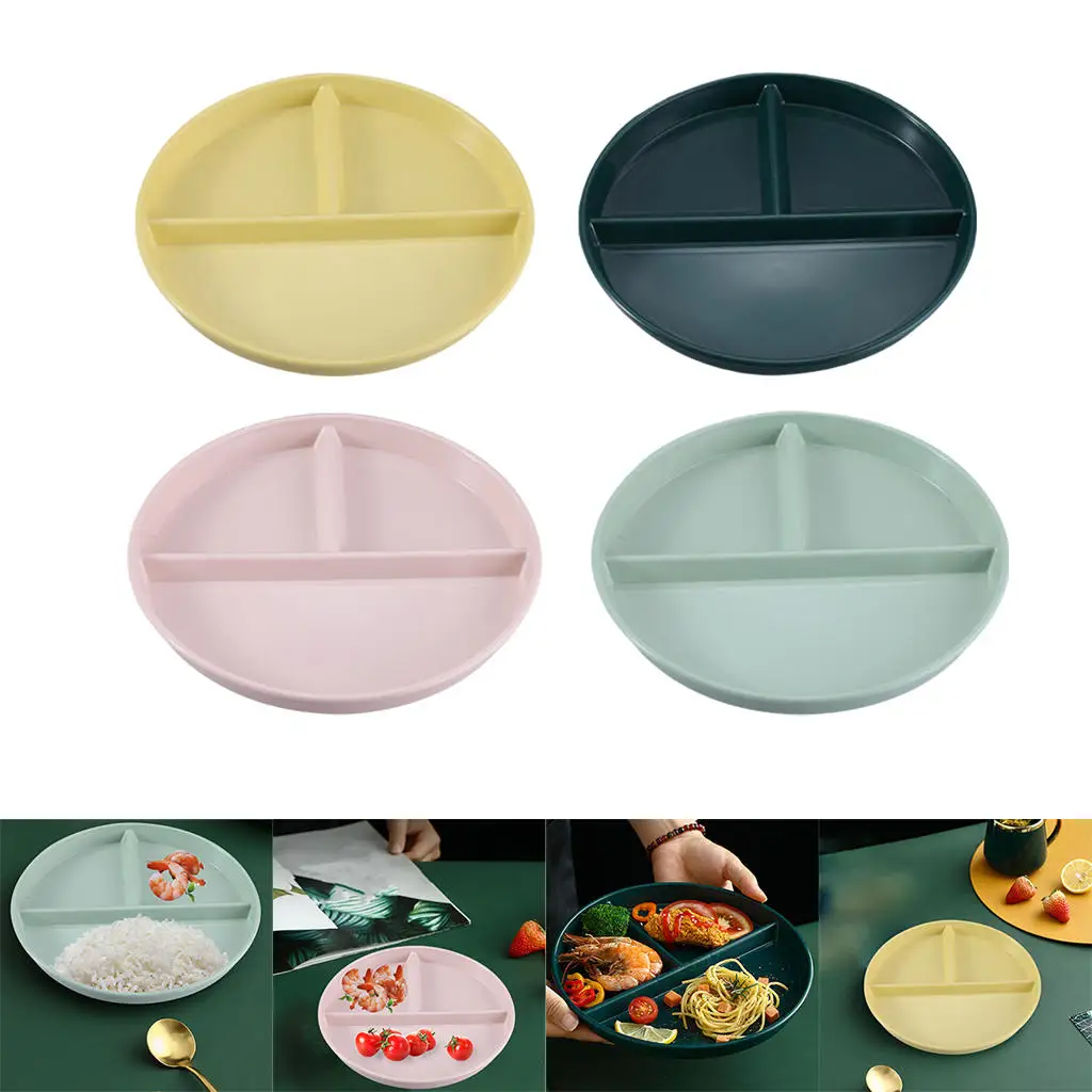 Divided Plates, 3 Compartment Unbreakable Lightweight Baby Dishes Tableware Containers Kids Dinnerware for Home Lunch Children