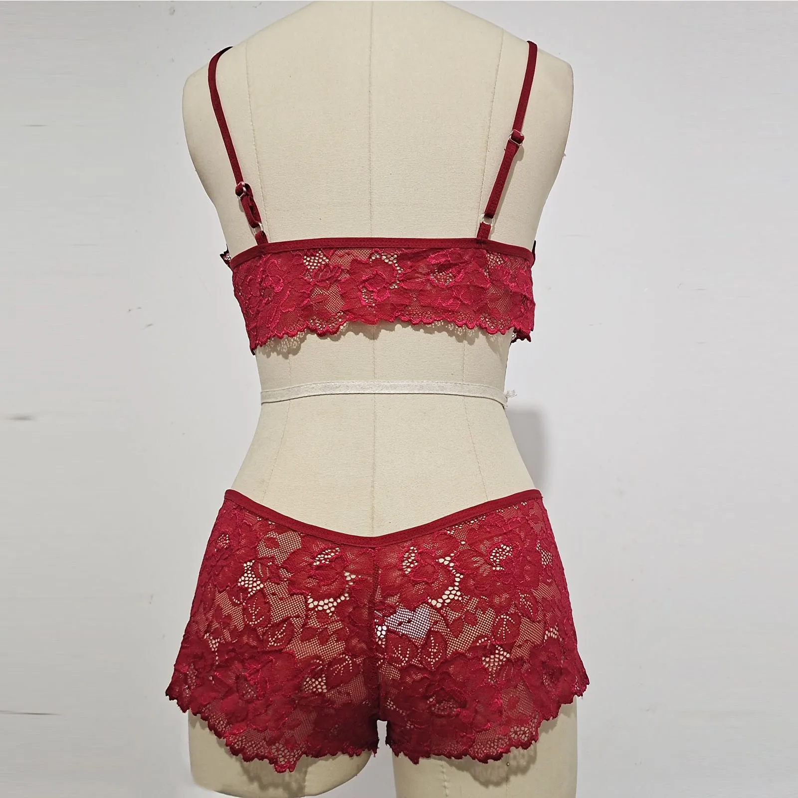 Women Plus Size Lingerie Set Corset Lace Floral Bralette Bra Two Piece Underwear