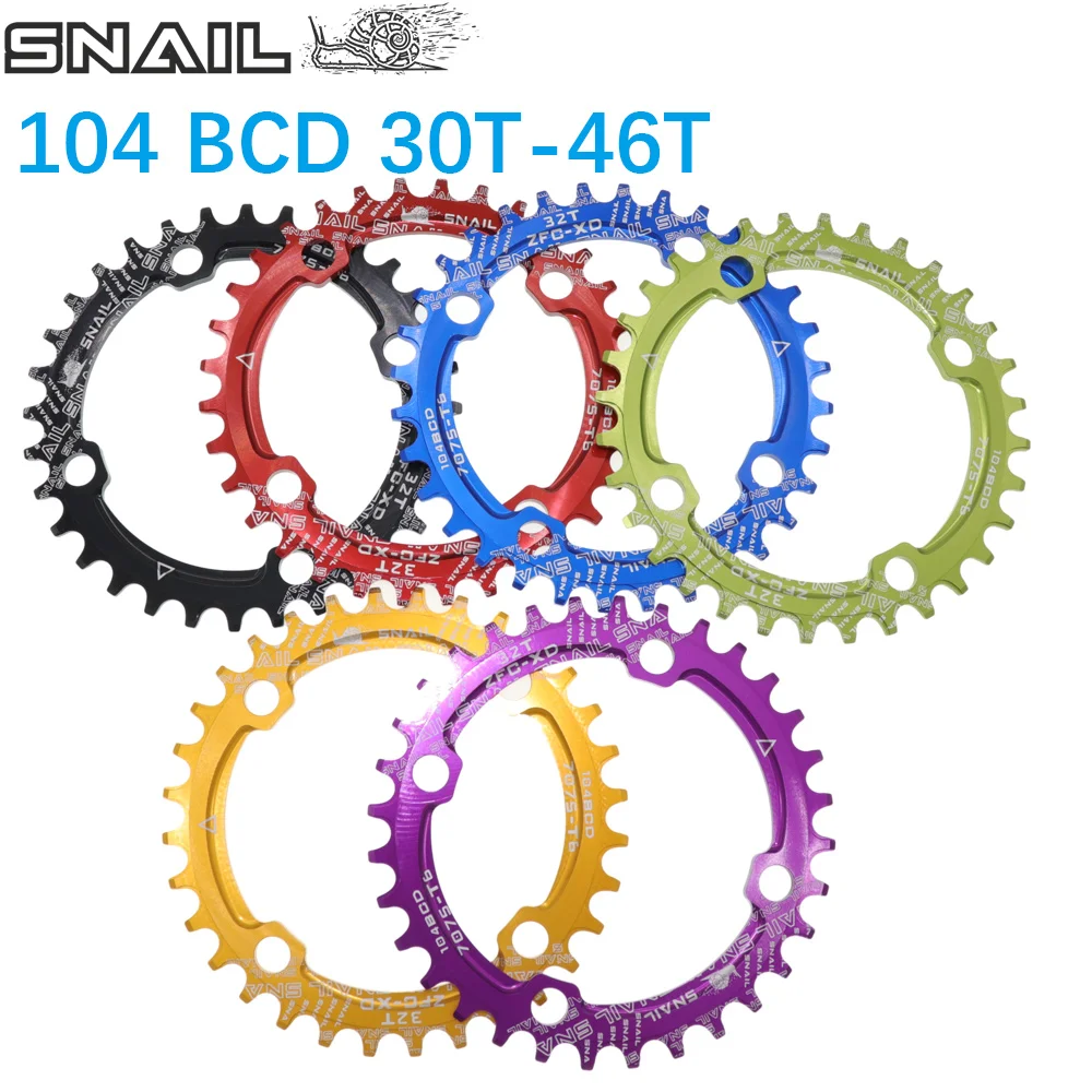 Bike Narrow Wide Oval Single Chainring Chain Ring BCD 104mm 30 32 34 36T Gold 