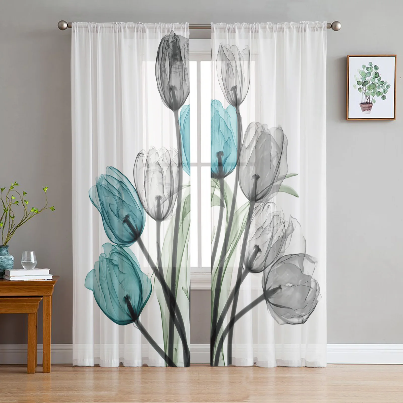 dandelion planta cortina de janela branca para sala estar decoração casa tule voile cortina para cozinha quarto janela