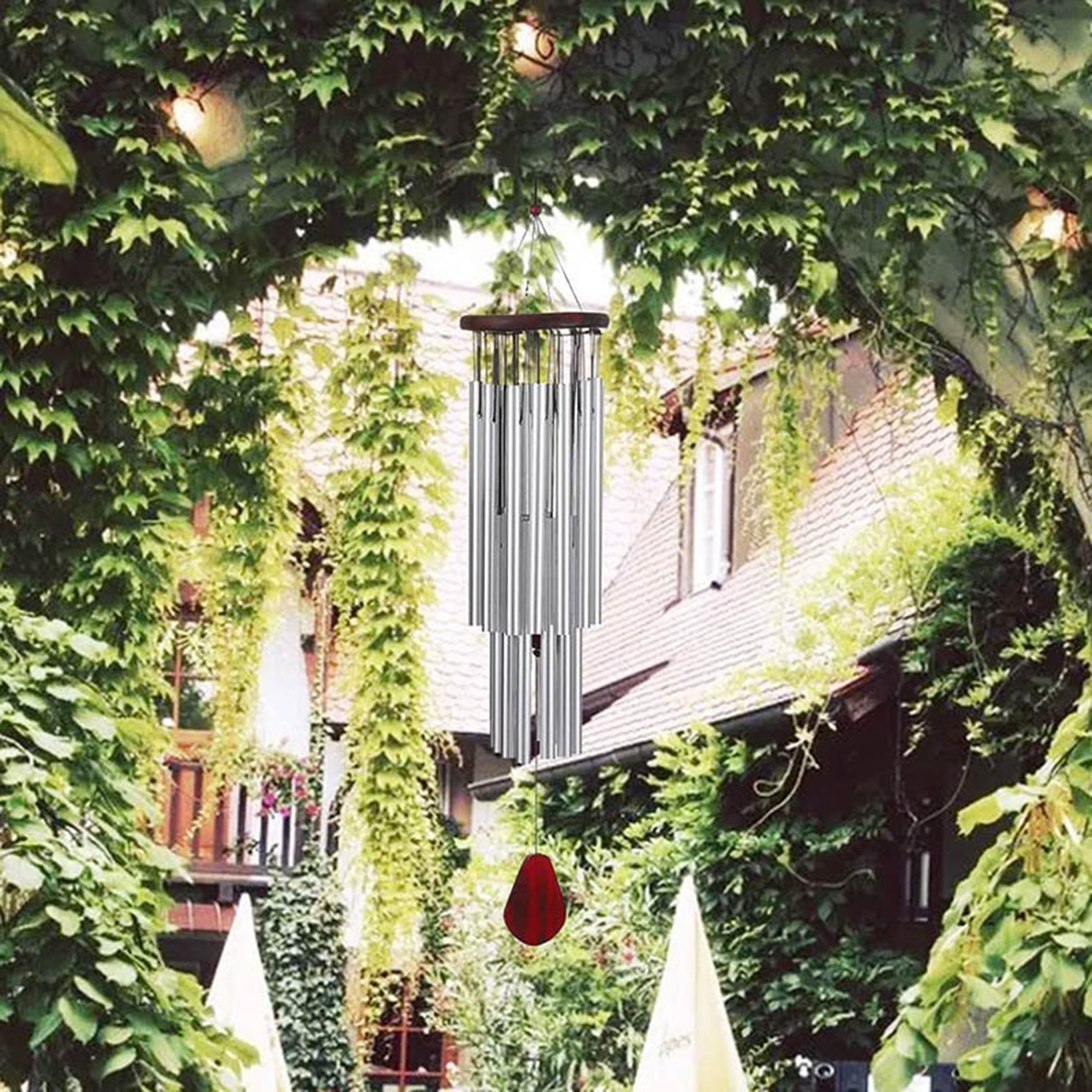 33.5 Inch Large 27 Tubes Wind Chimes Solidly Constructed Wood Aluminum Chime