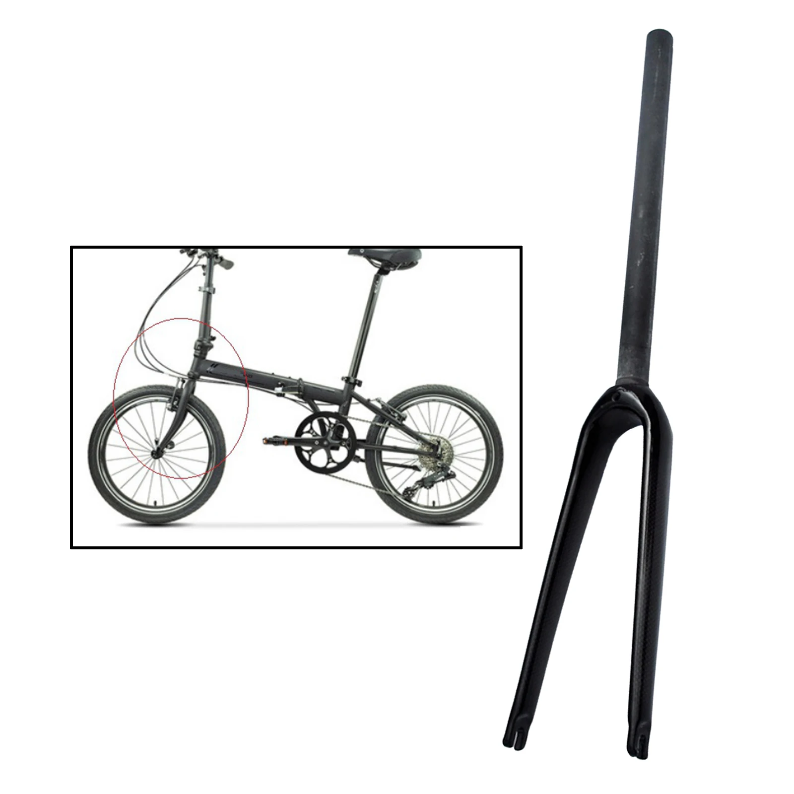 Deluxe 20 inch Rigid Fork Folding Bicycle MTB Road Cruiser Bike V-Brake Mounted 1-1/8 `` Replacement Fork Component Black