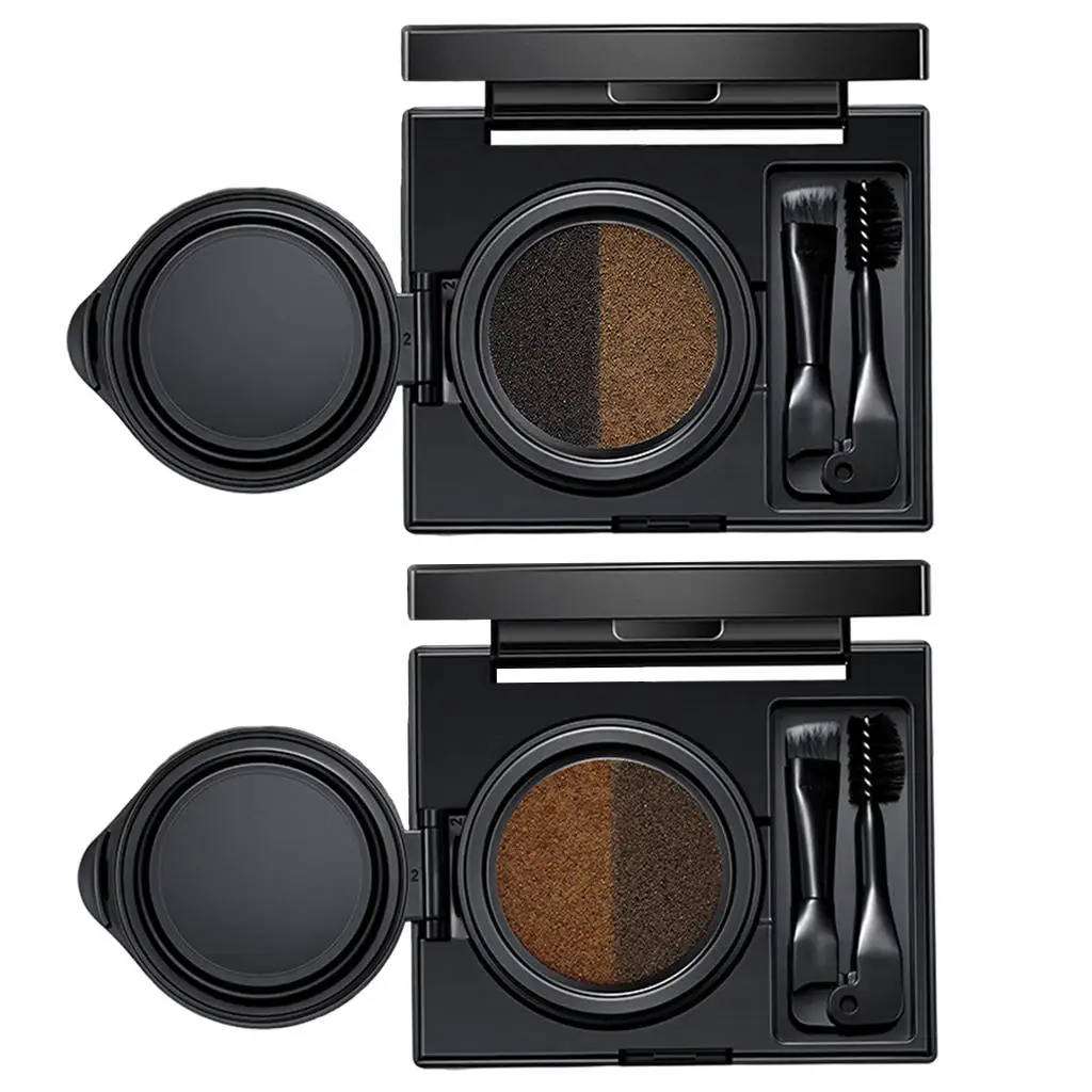 2 Color Eyebrow Powder Built in Mirror Cosmetic Set Waterproof Makeup Shading Kit Long-Lasting with Brush Eye Brow Palette Girl