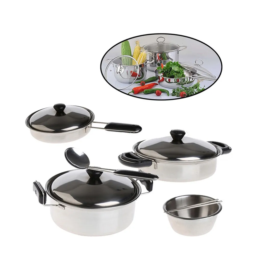 20Pcs/Set Kitchen Pretend Play Toys with Stainless Steel Cookware Pots and Pans 